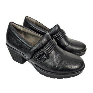 EuroSoft by Sofft Tarra Black Faux Leather Slip On Chunky Heel Clog 8